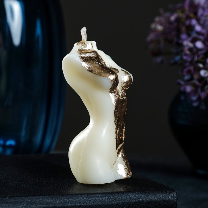 Фигурная свеча "Женское тело №1" молочная с поталью 9см - фото 2 - id-p212705669