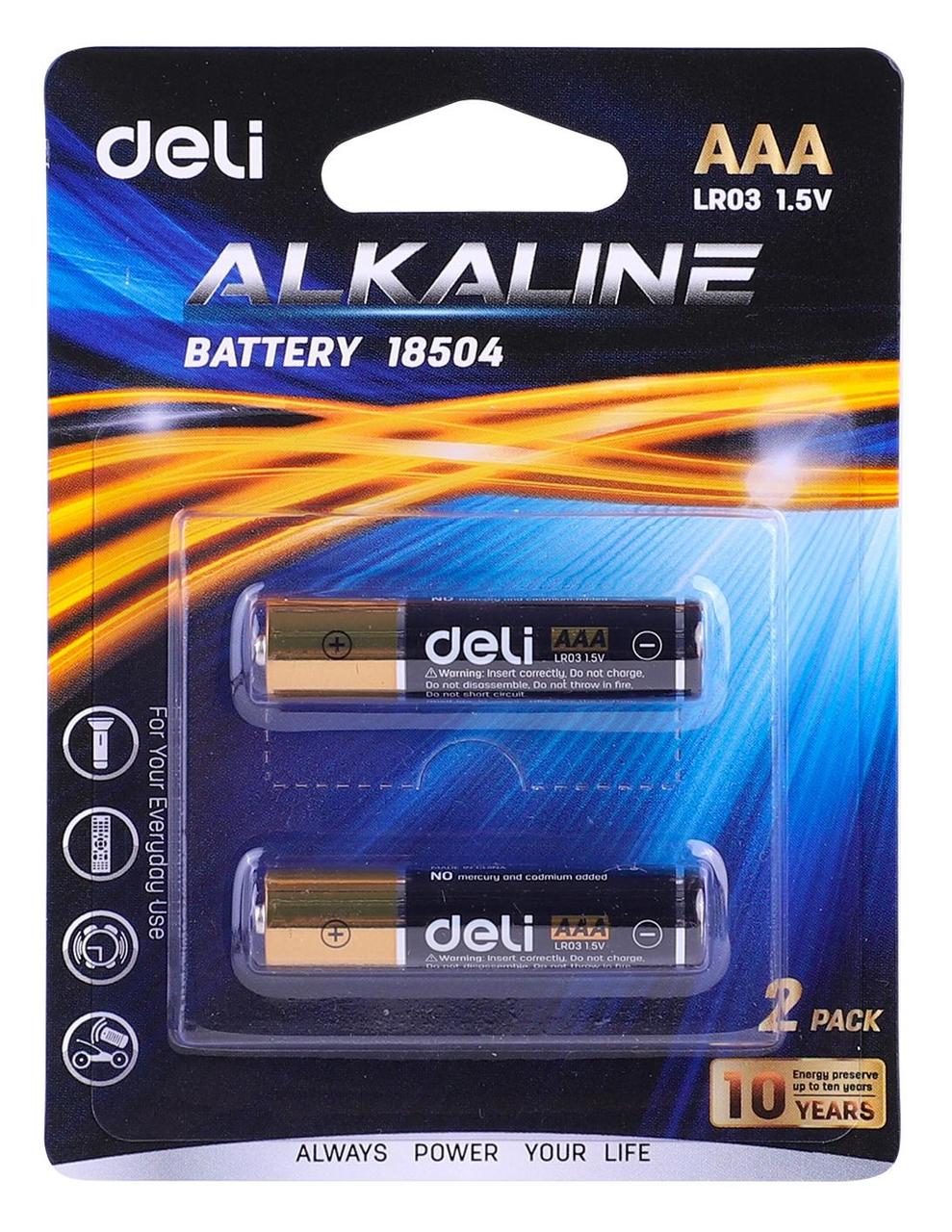 Батарея Deli E18504 AAA (2шт) блистер - фото 1 - id-p212709655