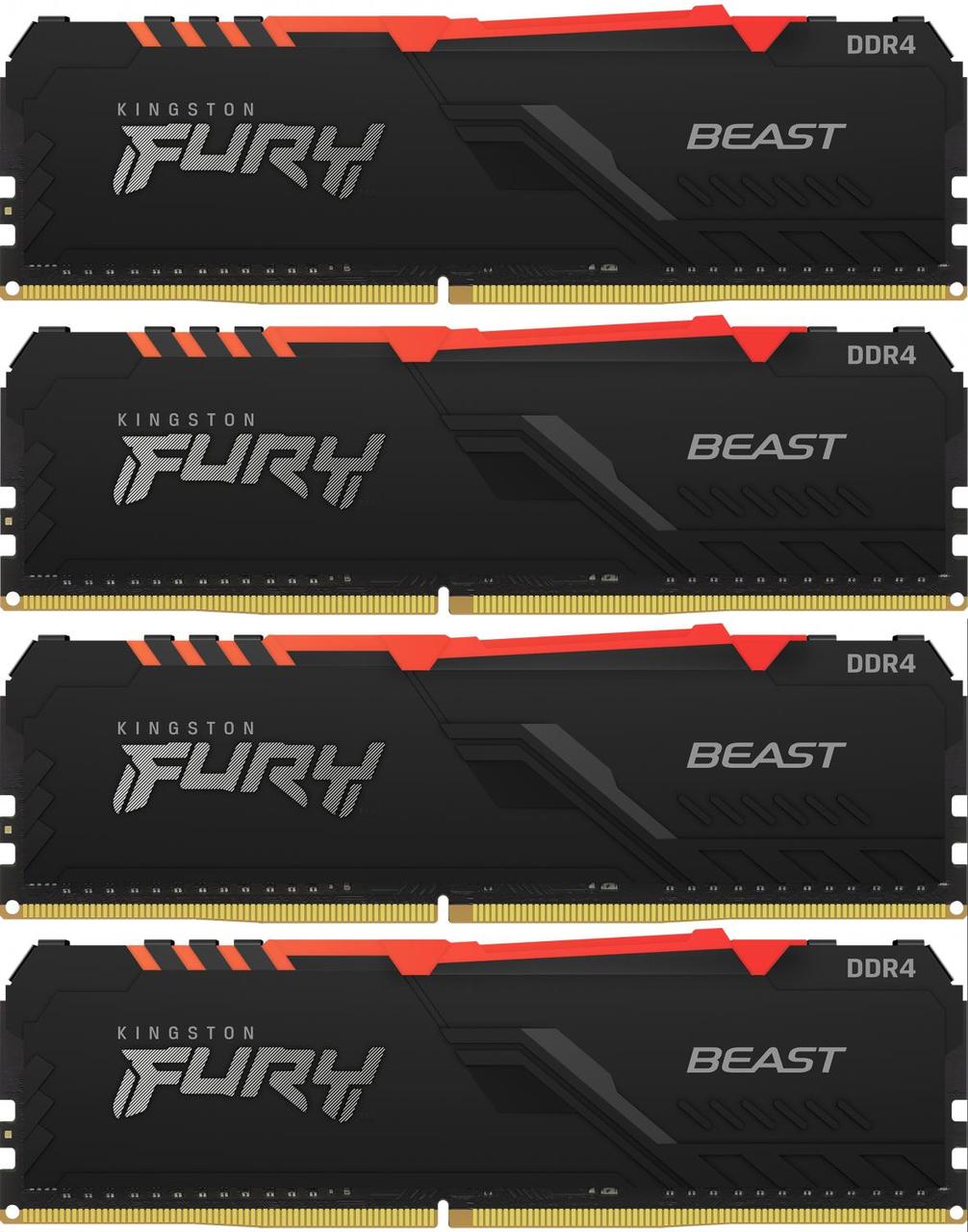 Память оперативная Kingston 32GB 3600MHz DDR4 CL17 DIMM (Kit of 4) FURY Beast RGB - фото 1 - id-p212709710