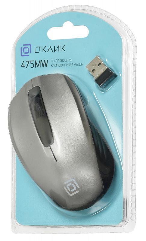 Мышь Оклик 475MW черный/серый оптическая (1000dpi) беспроводная USB для ноутбука (3but) - фото 1 - id-p212713415