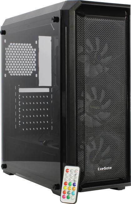 Корпус Miditower ExeGate i3 NEO (ATX, без БП, 2*USB+1*USB3.0, HD аудио, черный, 3 вент. 12см с RGB подсветкой, - фото 1 - id-p212699995