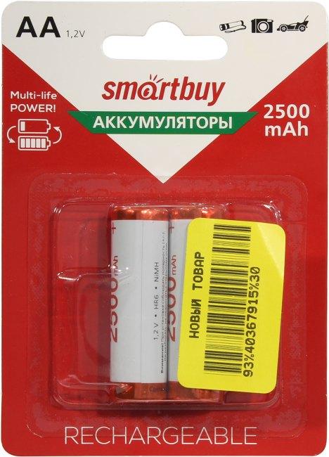 Аккумулятор Smartbuy SBBR-2A02BL2500 (1.2V 2500mAh) NiMh Size "AA" уп. 2 шт - фото 1 - id-p212700001
