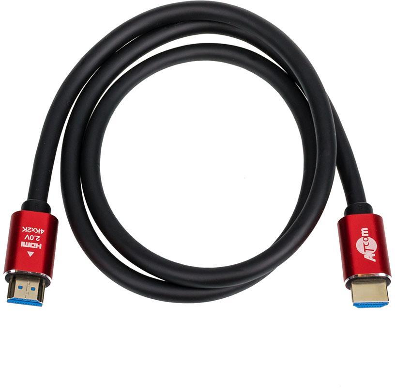 Кабель HDMI 1 m (Red/Gold, в пакете) VER 2.0 ATcom. Кабель HDMI 1 m (Red/Gold, в пакете) VER 2.0 - фото 1 - id-p212706309