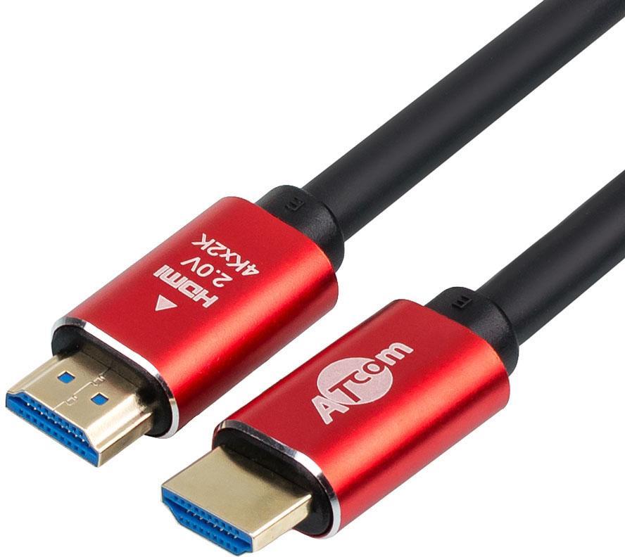Кабель HDMI 3 m (Red/Gold, в пакете) VER 2.0 ATcom AT5942 - фото 1 - id-p212706314