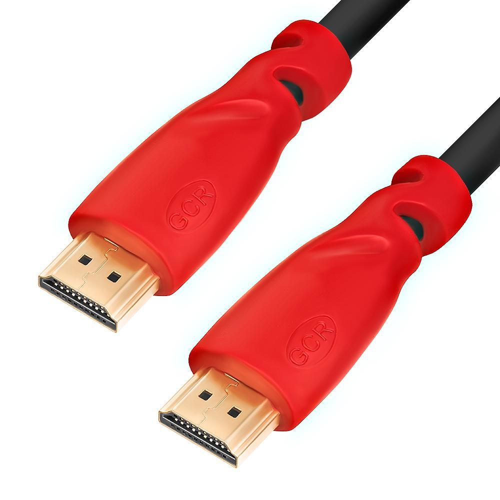 GCR Кабель 2.0m HDMI версия 1.4, черный, красные коннекторы, OD7.3mm, 30/30 AWG, позолоченные контакты, - фото 1 - id-p212706341
