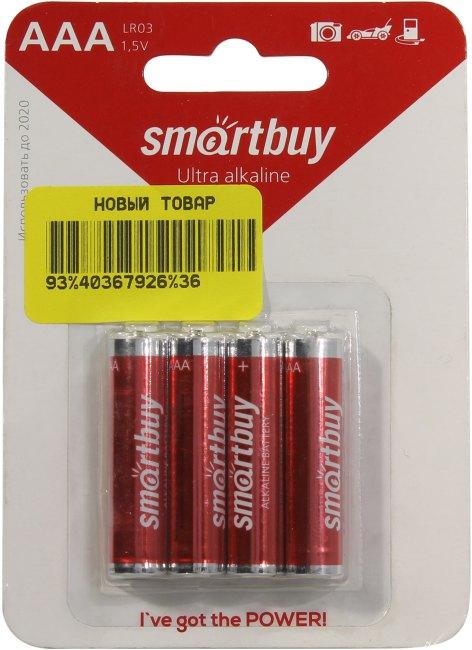 Батарея питания Smartbuy SBBA-3A04B Size"AAA" 1.5V щелочной (alkaline) уп. 4 шт - фото 1 - id-p212700031