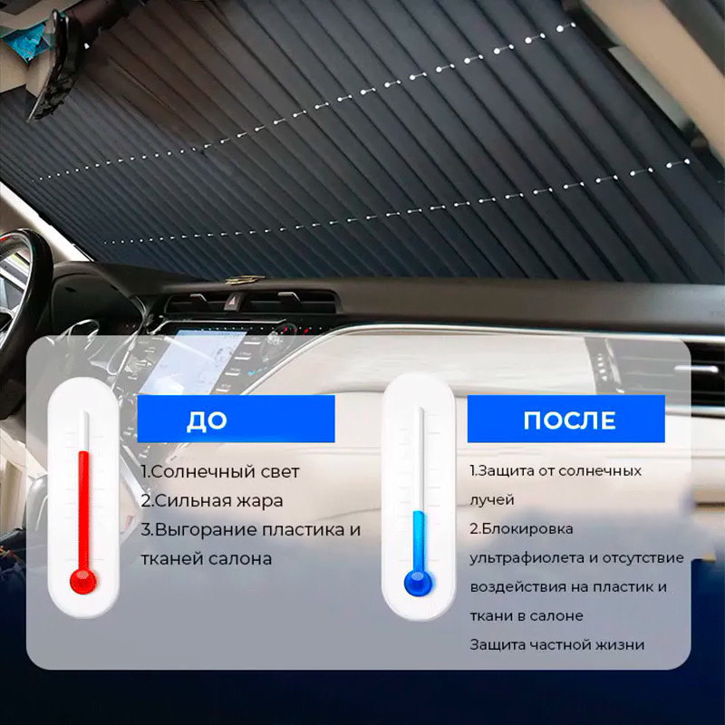 Телескопическая автоматическая штора для автомобиля