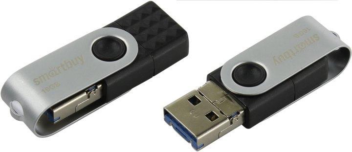 Накопитель SmartBuy Trio SB16GBTRIO USB3.0/USB-C/USB micro-B OTG Flash Drive 16Gb (RTL) - фото 1 - id-p212716042