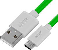 GCR QC Кабель 1.5m MicroUSB, быстрая зарядка, зеленый TPE, белые коннекторы, 28/22 AWG, GCR-52459 Greenconnect