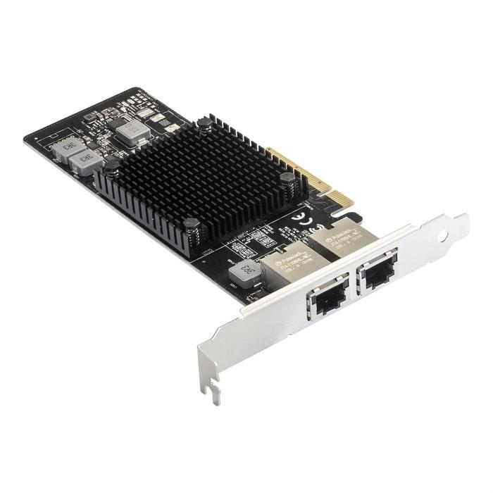 Сетевой адаптер ExeGate EXE-X550-T2 (PCI-E x8 v3.0, порты 2xRJ45 (медные), 10Gb/s (10/5/2.5/1Gb/s, 100Mb/s), - фото 1 - id-p212729555