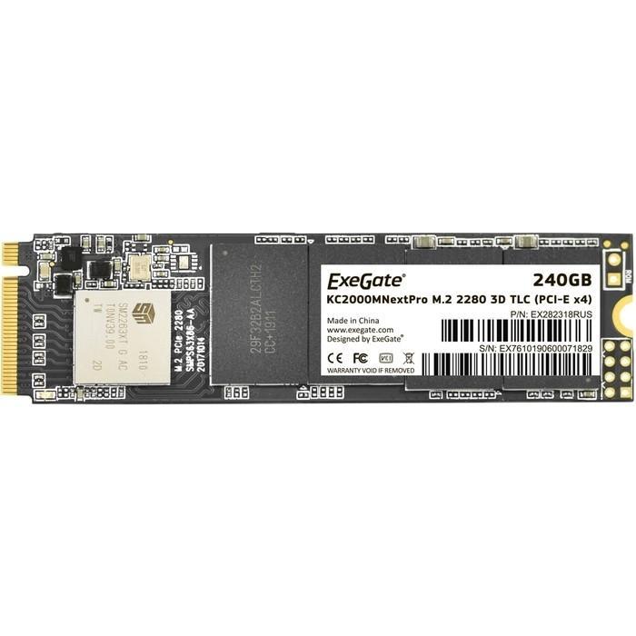 Накопитель SSD M.2 2280 240GB ExeGate EX282318RUS NextPro KC2000TP240 (PCIe Gen3x4, NVMe, 22x80mm, 3D TLC) - фото 1 - id-p212713726