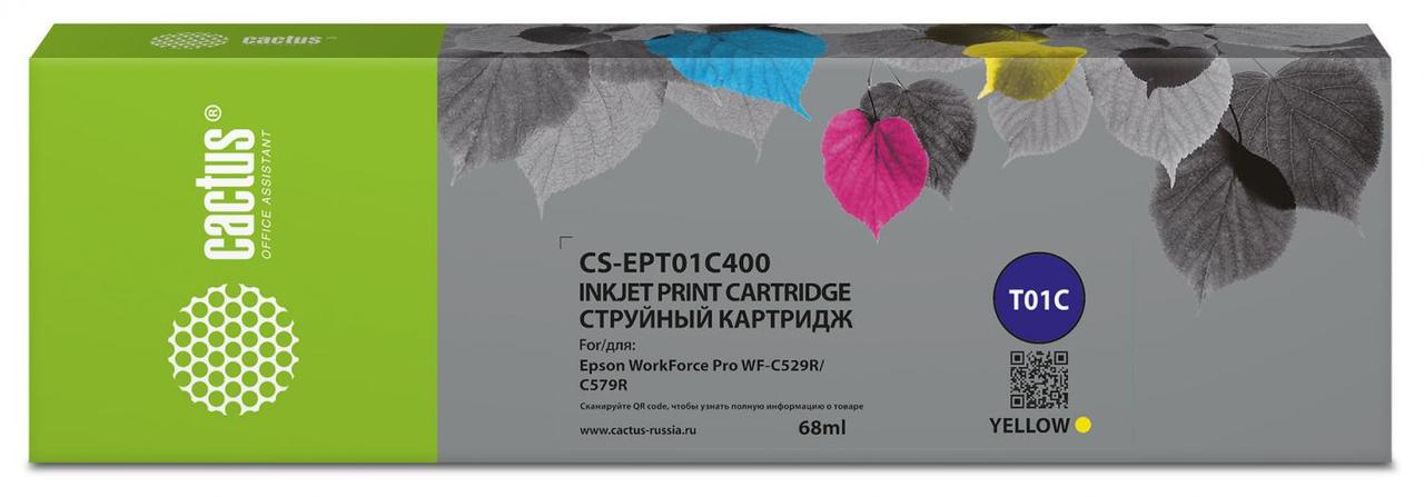 Картридж струйный Cactus CS-EPT01C400 T01C4 желтый (68мл) для Epson WorkForce Pro - фото 1 - id-p212734486