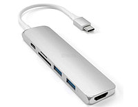 Док-станция Satechi Aluminum Type-C Slim Multi-Port Adapter V2 ST-SCMA2S (2xUSB 3.0, USB Type-C, HDMI, SD,