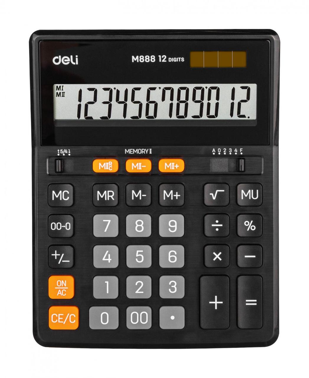 Калькулятор настольный Deli EM888 черный 12-разр. - фото 1 - id-p212705116