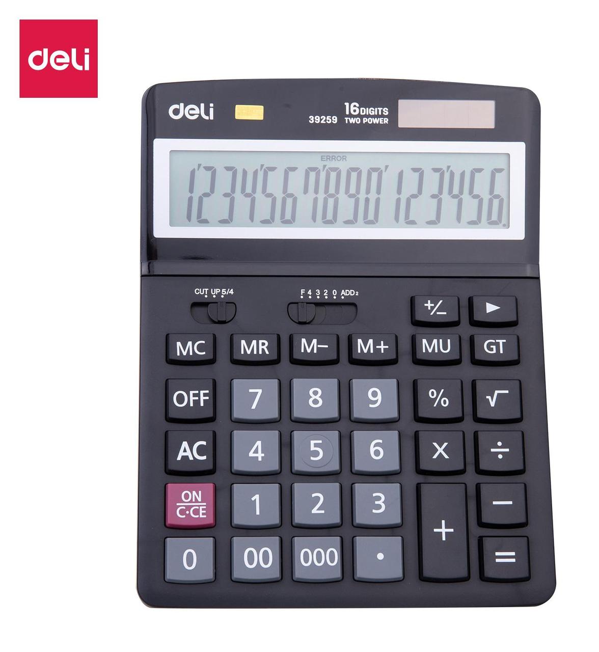 Калькулятор настольный Deli E39259 черный 16-разр. - фото 1 - id-p212705117