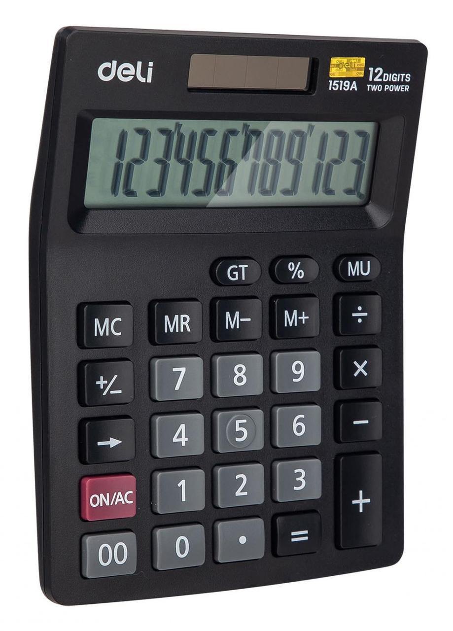 Калькулятор настольный Deli E1519A черный 12-разр. - фото 1 - id-p212705119