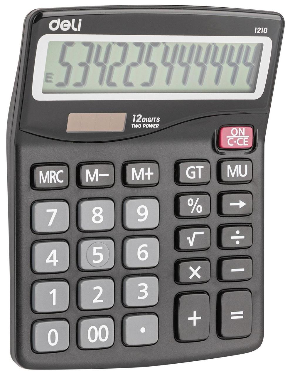 Калькулятор настольный Deli E1210 темно-серый 12-разр. - фото 1 - id-p212705125