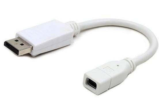 Cablexpert Переходник miniDisplayPort - DisplayPort, 20F/20M, длина 16см, белый (A-mDPF-DPM-001-W)