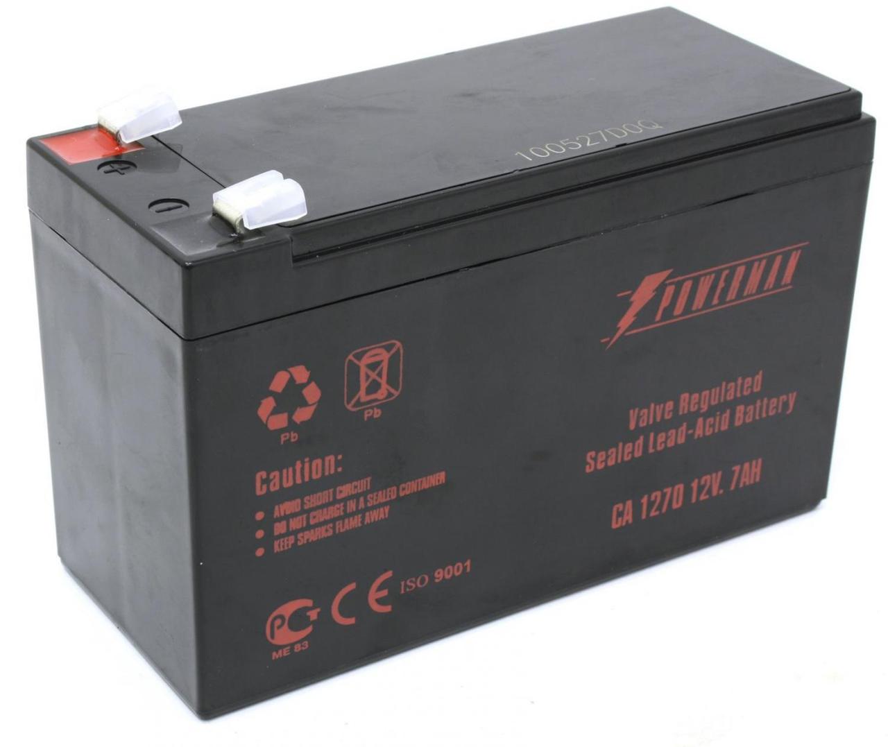 Батарея POWERMAN Battery CA1270, напряжение 12В, емкость 7Ач,макс. ток разряда 105А, макс. ток заряда 2.1А, - фото 1 - id-p212713865