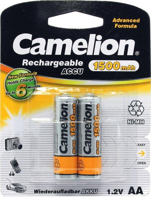 Аккумулятор Camelion NH-AA1500-2 (1.2V 1500mAh) NiMH Size "AA" уп.2 шт - фото 1 - id-p212729714