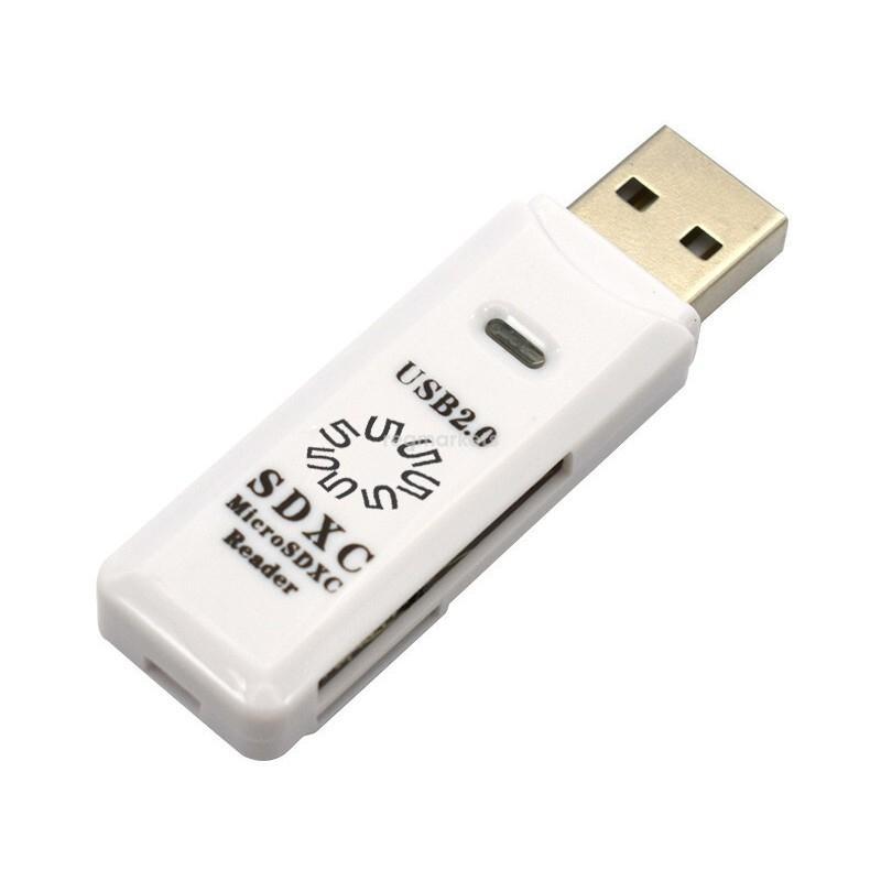 5bites RE2-100WH USB2.0 Устройство ч/з карт памяти 0 / SD / TF / USB PLUG / WHITE - фото 1 - id-p212712644