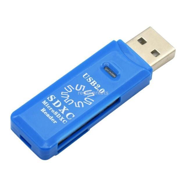 5bites RE2-100BL USB2.0 Устройство ч/з карт памяти / SD / TF / USB PLUG / BLUE - фото 1 - id-p212712645