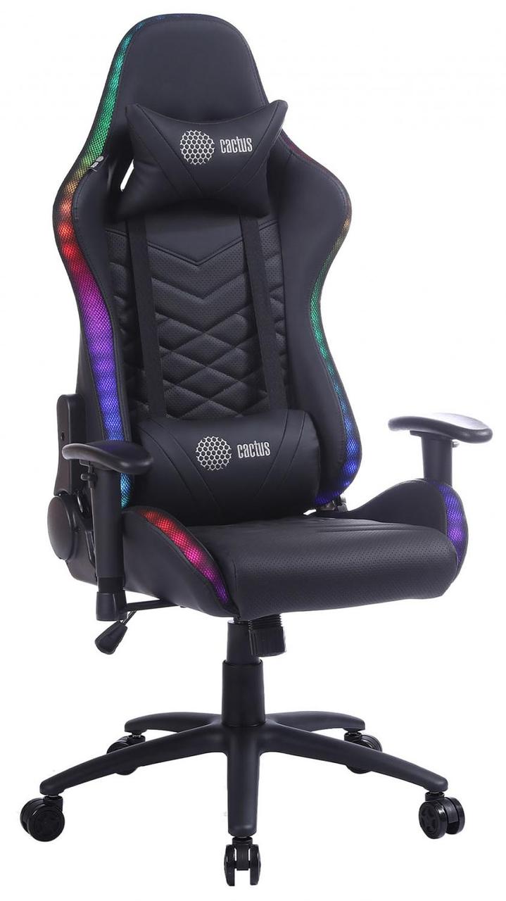 Кресло игровое Cactus CS-CHR-0099BL черный сиденье черный эко.кожа с подголов. крестовина металл пластик - фото 1 - id-p212725313