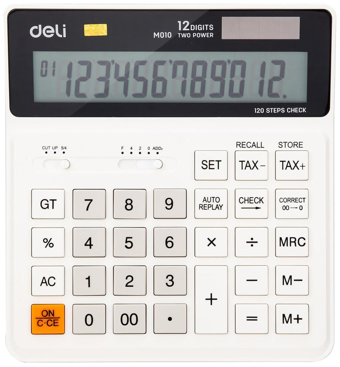 Калькулятор бухгалтерский Deli EM01010 белый 12-разр. - фото 1 - id-p212725364