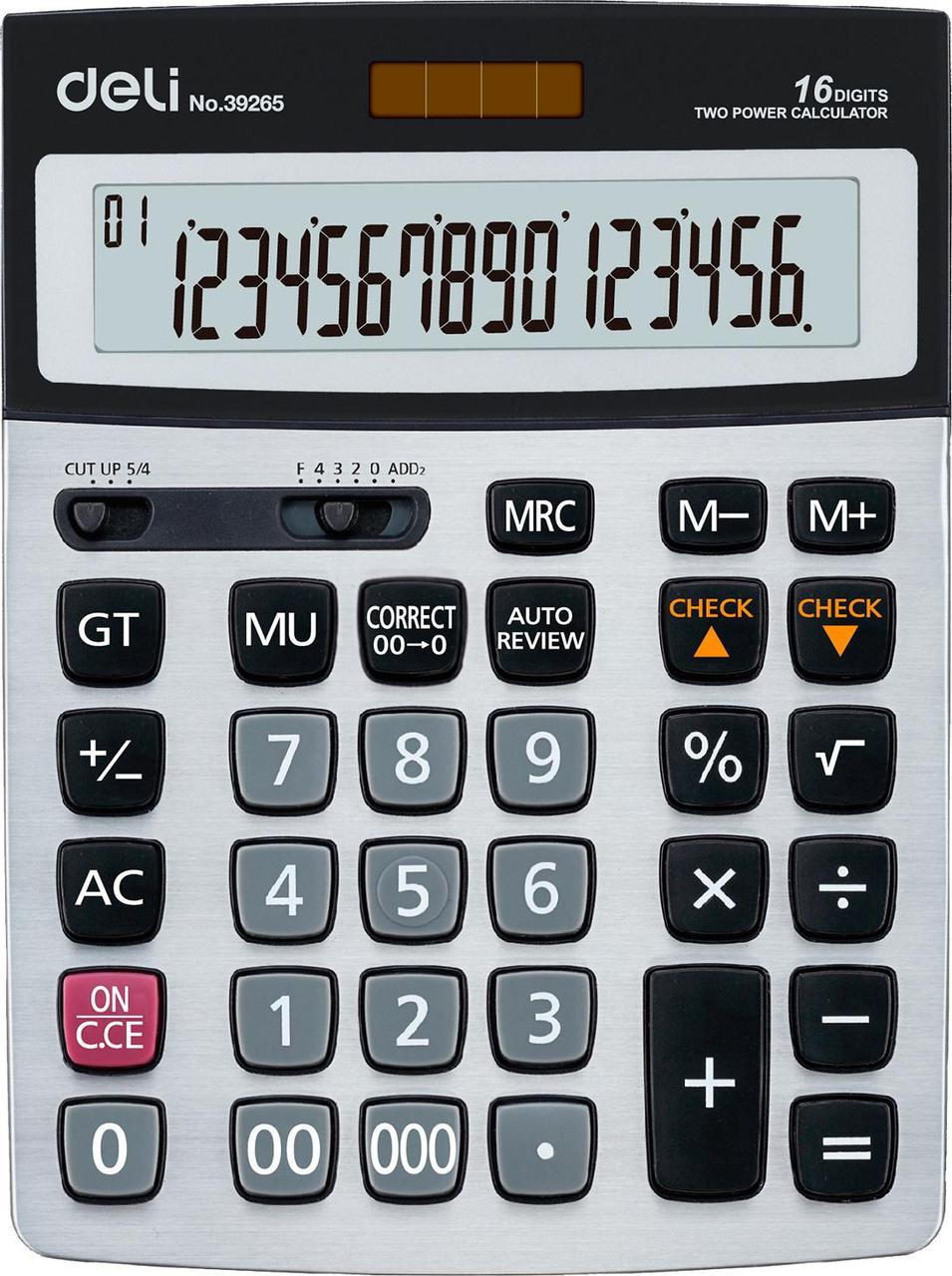 Калькулятор бухгалтерский Deli E39265 серый 16-разр. - фото 1 - id-p212725365