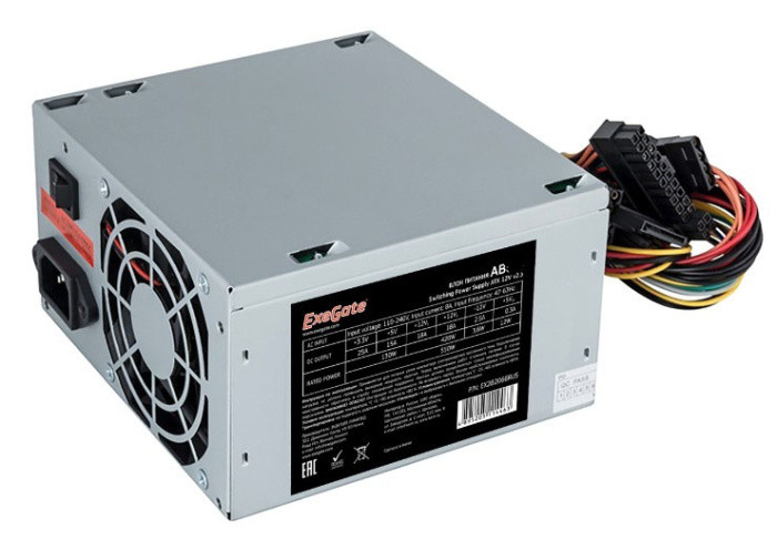 Блок питания 600W ExeGate AB600 (ATX, SC, 8cm fan, 24pin, 4pin, 3xSATA, 2xIDE, FDD, кабель 220V с защитой от - фото 1 - id-p212724276