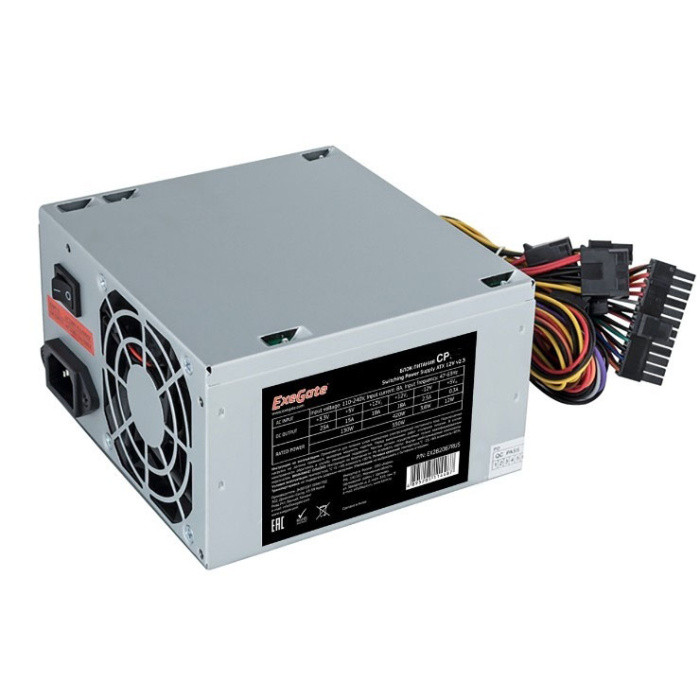 Блок питания 650W ExeGate CP650 (ATX, PC, 8cm fan, 24pin, 4pin, 3xSATA, 2xIDE, FDD, кабель 220V в комплекте) - фото 1 - id-p212724284
