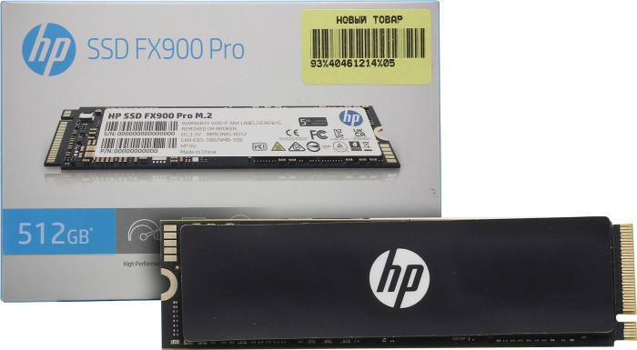 Накопитель SSD HP FX900 Pro 4A3T9AA 512Gb M2 2280, PCIe Gen4 x4, NVMe, 3D NAND, 300 TBW, Черный - фото 1 - id-p212727639