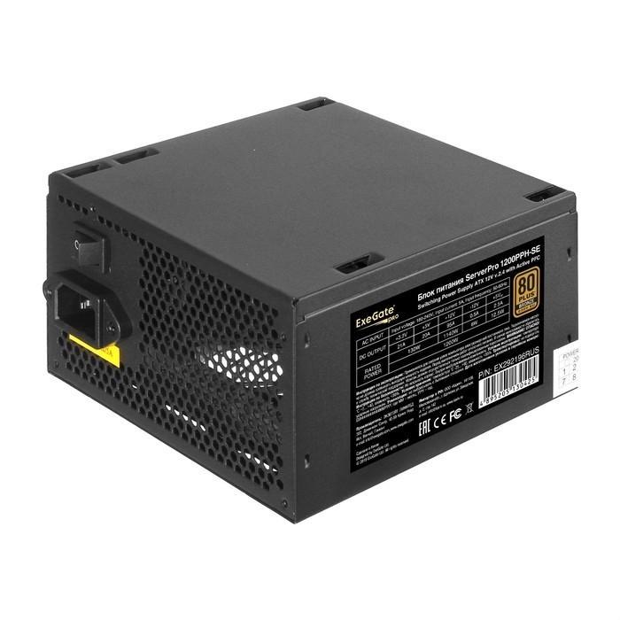 Серверный БП 1200W ExeGate ServerPRO 80 PLUS® Bronze 1200PPH-SE (ATX, for 3U+ cases, APFC, КПД 89% (80 PLUS - фото 1 - id-p212724322