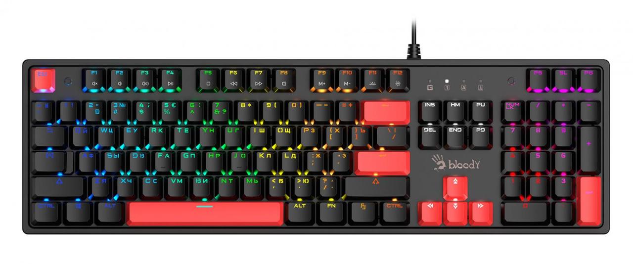 Клавиатура A4Tech Bloody S510N механическая черный/красный USB for gamer LED (S510N (FIRE BLACK)) - фото 1 - id-p212729969
