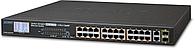 Коммутатор PLANET. PLANET 24-Port 10/100TX 802.3at PoE + 2-Port Gigabit TP/SFP Combo Ethernet Switch with LCD