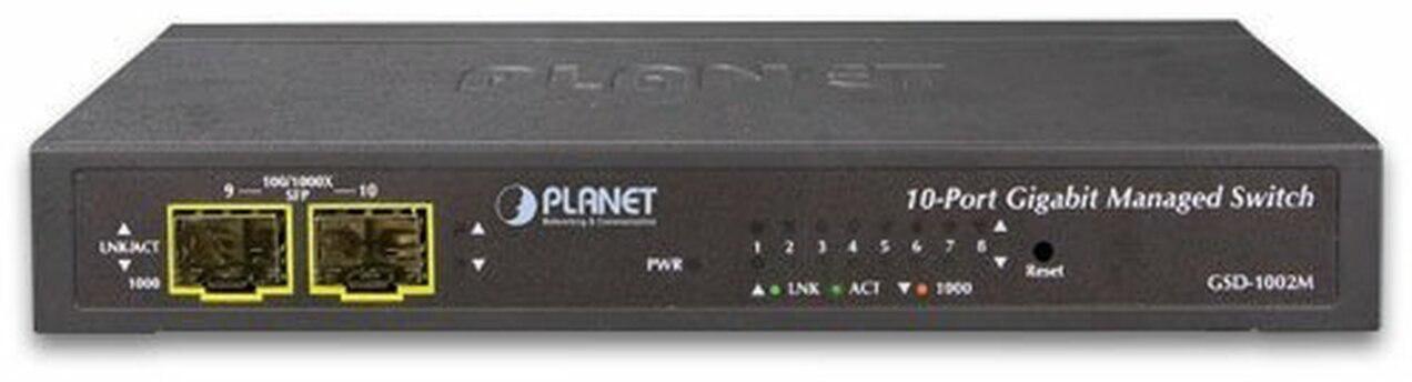 Коммутатор PLANET GSD-1002M IPv4/IPv6 Managed 8-Port 10/100/1000Mbps + 2-Port 100/1000X SFP Gigabit Desktop - фото 1 - id-p212708214