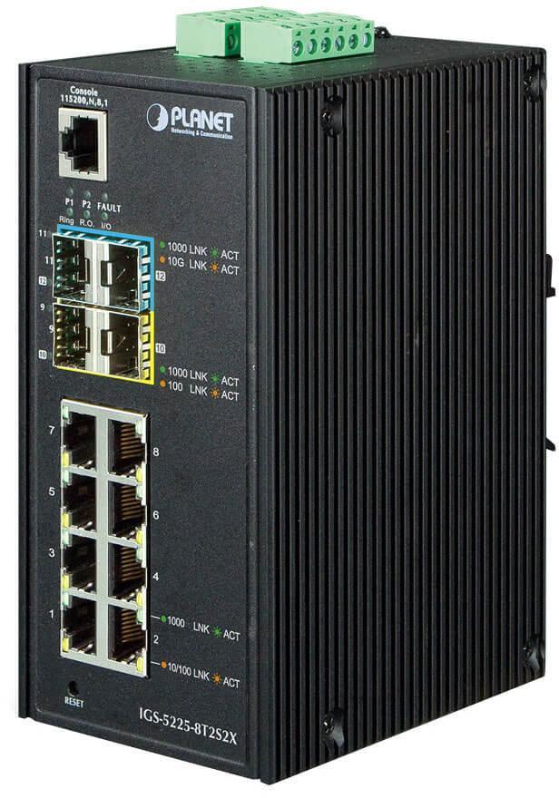 Коммутатор IGS-5225-8P4S PLANET IP30 Industrial L2+/L4 8-Port 1000T 802.3at PoE+ 4-port 100/1000X SFP Full - фото 1 - id-p212708220
