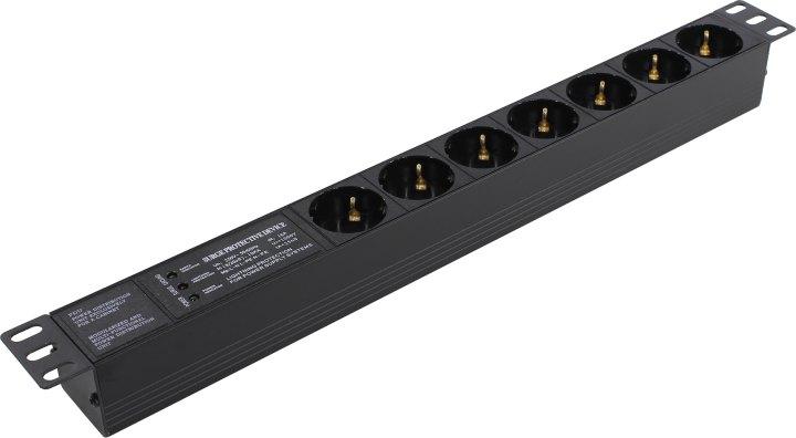 Exegate ServerPro PDU-19H701 Al-7S-C14-SPD3 EX280836RUS Блок силовых розеток 19" чёрный 1U 7 евророзеток - фото 1 - id-p212711743