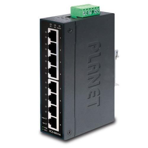 Коммутатор PLANET IP30 Slim type 8-Port Industrial Manageable Gigabit Ethernet Switch (-40 to 75 degree C) - фото 1 - id-p212708236