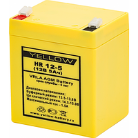 Аккумуляторная батарея YELLOW HR 12-5 (12V, 5Ah, 5 лет, 1.52кг) АКБ для ИБП, Аналог АКБ Ippon IP12-5 (12V,