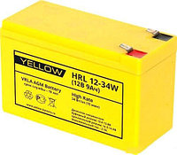 Аккумуляторная батарея YELLOW HRL 12-34W (12V, 9Ач, 10 лет, 2.7кг, 151х65х94/100мм) АКБ для ИБП, Аналог АКБ