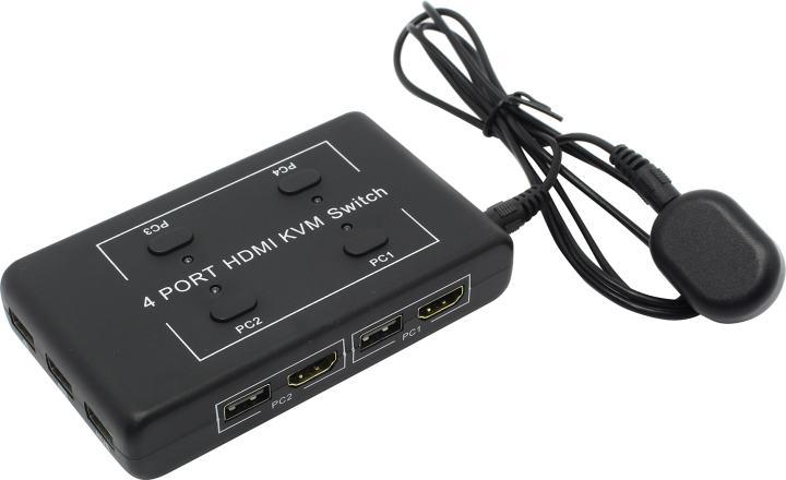 Переключатель Orient HS41 4-port HDMI KVM Switch (клавиатураUSB+мышьUSB+HDMI проводной ПДУ) - фото 1 - id-p212714290