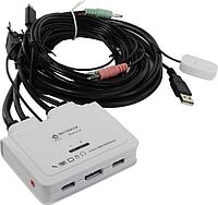 Переключатель Multico EW-K1302DPUC4K 2-port Type-C/DP KVM Switch (клав.USB+мышьUSB+DP+Audio проводной ПДУ