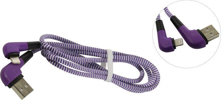 Кабель Smartbuy iK-512NSL violet USB AM-- Lightning 1м Г-образные коннекторы - фото 1 - id-p212716837