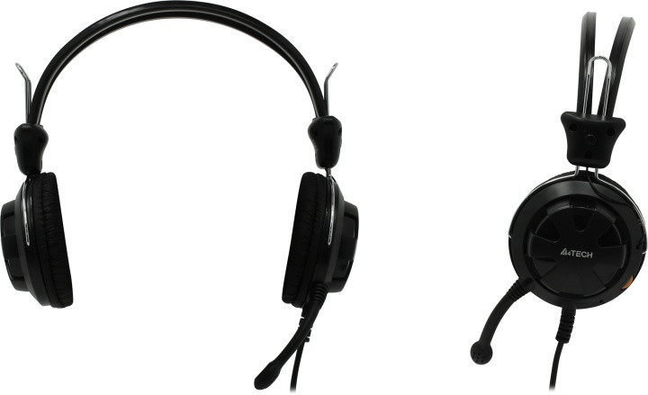 Наушники с микрофоном A4Tech HS-28-1 Black (шнур 1.8м с регулятором громкости) - фото 1 - id-p212729118