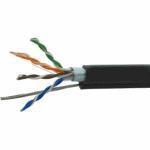 Кабель IRBIS FTP Кат.5e 4 пары, 0.50мм 24AWG, PE 305м, черный, внешний с тросом 1.2mm на катушке