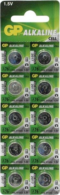 Элемент питания GP A76(F)-2С10 (LR44) 1.5V щелочной (alkaline) уп.10 шт - фото 1 - id-p212730222