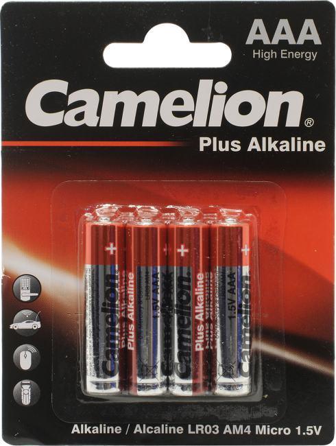 Батарея питания Camelion LR03-BP4 Size "AAA" 1.5V щелочной (alkaline) уп.4 шт - фото 1 - id-p212730236