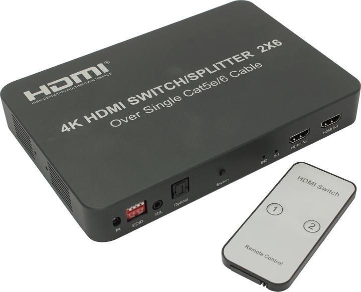 Разветвитель Orient HSP0206VE HDMI Switch/Splitter/Extender (2in - 6out 1.4b Jack 3.5mm S-PDIF ПДУ) + б.п. - фото 1 - id-p212732494