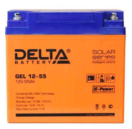 Аккумулятор для ИБП гелевый 12В/55Ач Delta GEL 12-55 срок службы 12 лет - фото 1 - id-p212720321